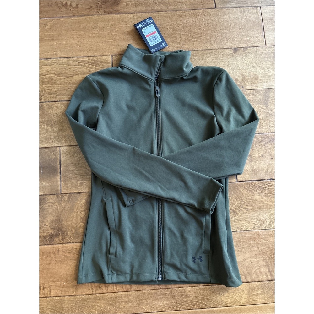 Under Armour Womens Olive Green Full Zip Fitted Track Jacket 1366028 NWT XS